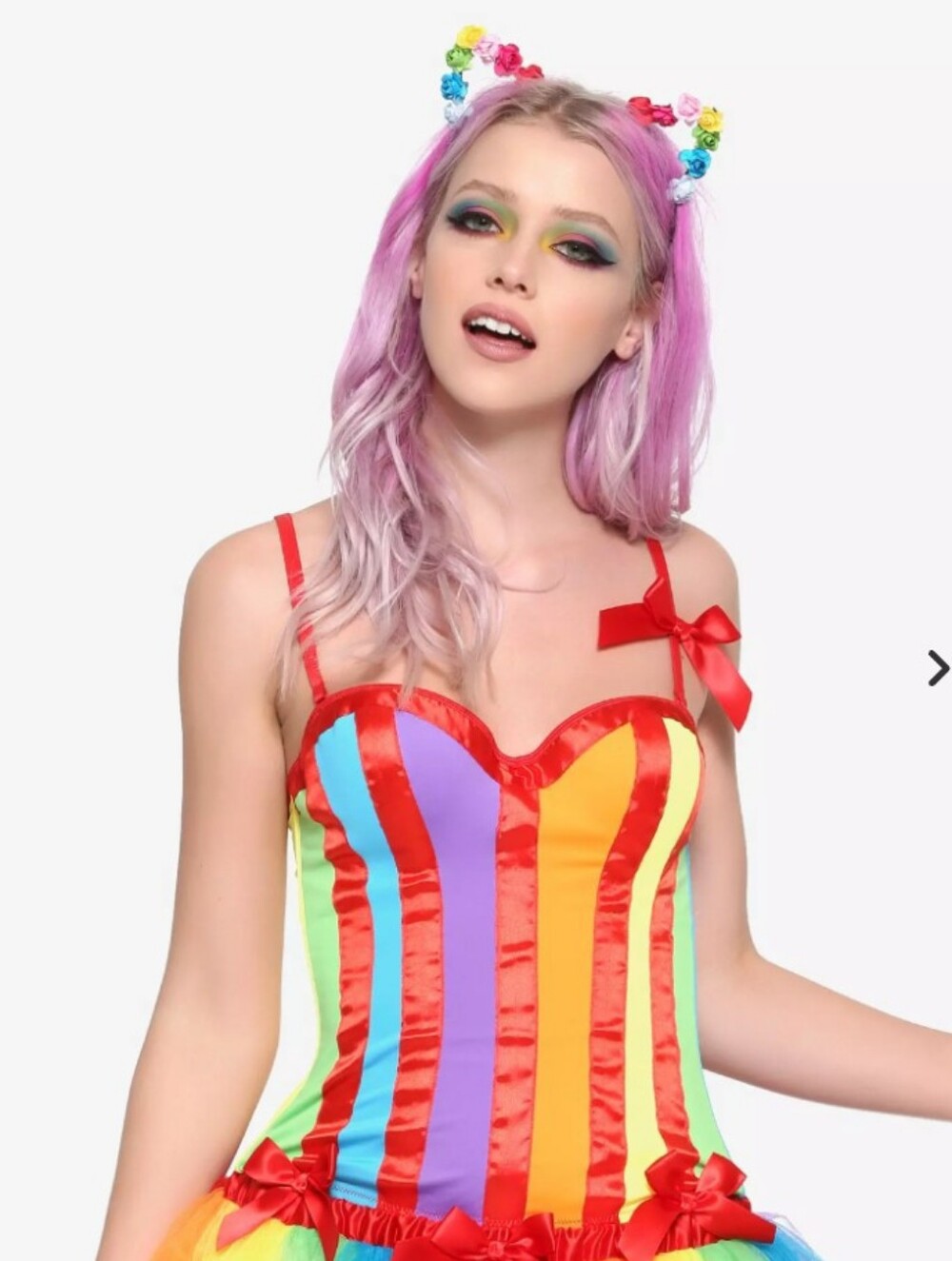 NWT Hot Topic Rainbow Stripe Satin Corset Tank Top - Multicolor Size S